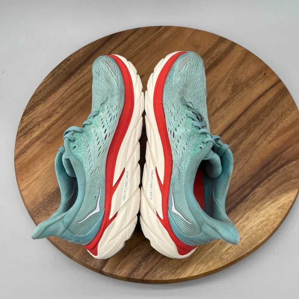 Hoka One One Clifton 8 Shoes Womens Size 6.5 B Aqua Running Comfort Walking Gym